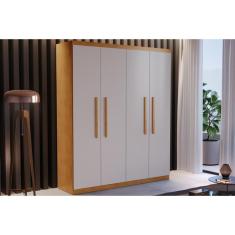 Guarda Roupa 4 Portas e 2 Gavetas Espanha Naturale/Off White - Rufato