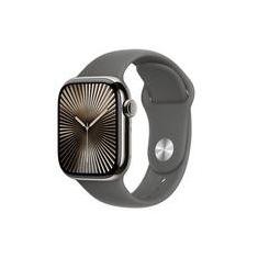 Apple Watch Series 10 GPS + Cellular, Caixa Natural de Titânio de 42 mm, Pulseira Esportiva Cinza-Pedra, Tamanho P/M - MWXD3AM/A