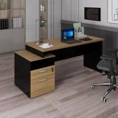 Mesa Escritório Diretor 172x65cm Tampo com 30mm com 2 Gavetas Pé Paine