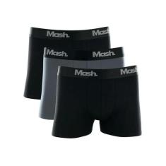 Kit 3 Cuecas Boxer Mash 110.16 Algodão, Preto, Chumbo, Preto, G