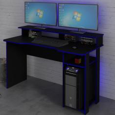 Mesa Gamer Ideal para 2 Monitores Preto/Azul Me4153 - Tecno Mobili