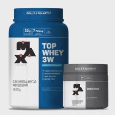 Top Whey 3W Mais Performance chocolate (900g) + Creatina 300g Max Titanium