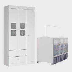 Berço Mini Cama Satriani Americano Com Guarda Roupa Xodó Branco Móveis Estrela