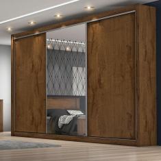 Guarda Roupa Casal com Espelho 3 Portas de Correr Toronto Móveis Europa