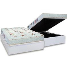Cama Box Baú Casal: Colchão Espuma Luckspuma D23 Roland Garros Pro + Base Crc Courano White(138X188)