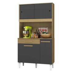 Armário de Cozinha 910 Aramoveis 4 Portas 1 Gaveta Cor Atacama Grafite