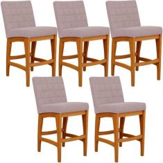 Kit 05 Banquetas Baixa Para Cozinha Bancada Bar Sala Jantar Fixa Mila 