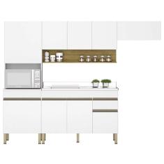 Armário De Cozinha 5 Peças Balcão Com Pia 120cm Lina10 K02 Supremo/freijó - Mpozenato