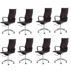 Kit 8 Cadeiras para Escritório Presidente Esteirinha Relax Sintético 3301 OR Design Café