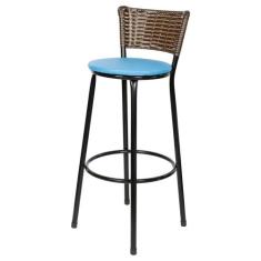 Banqueta Alta Ratan Hawai Preta Cappuccino - Lamar Design, Azul