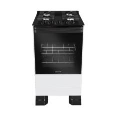 Fogão Mueller 4 Bocas Branco Bivolt Mesa De Vidro Grades Ferro Fundido MFV4BF