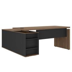 Mesa Escritório em L Gerência 170cm Corp A06 Nogal/Preto     - Mpozenato