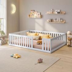 Cama Montessoriana Casal Com Grade Giulia Casatema MadeiraOriginals, B