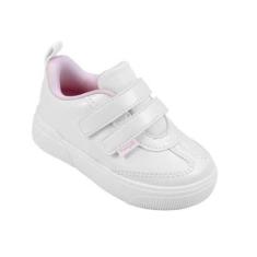 Tênis Infantil Pampili Yumi Todo Branco Forro Rosa 721.033-Feminino