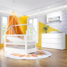 Quarto De Bebê Completo Com Berço E Cômoda Wood Divicar, branco