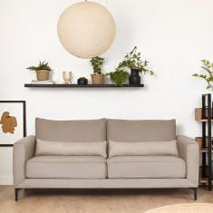 Sofá 3 Lugares Versatti Suede Bege 210 cm - Mobly