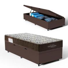 Box Baú com Colchão de Espuma D45 Ortobom Iso 150 Solteiro, Marrom