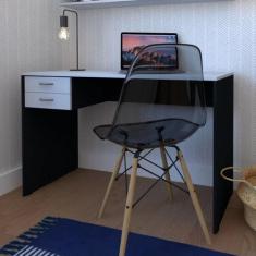 Escrivaninha Mesa Escritório 100cmx47cm 2 Gavetas 100cm Preto E Cinza 