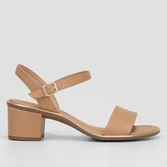 Sandália Beira Rio Salto Bloco Detalhe Metalizado Feminina-Feminino