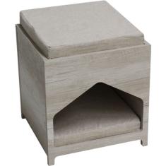 Casa de Madeira Clara Quadrada para Cães e Gatos - Tam. Único