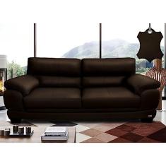 Sofá de Couro Legítimo 3 Lugares 2,26m Cama Inbox Don Arturo Marrom