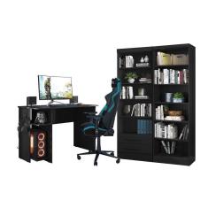 Escritório com Escrivaninha e 2 Livreiros Preto - FdECOR