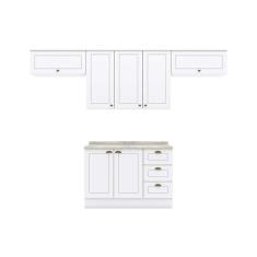 Kit de Cozinha Completa 5 Peças Americana  (3 Armários + 1 Balcão + 1 Complemento) C5P11 Branco - Henn