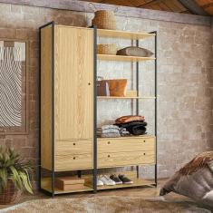 Guarda Roupa Closet Modulado Industrial 4 Gavetas Olivar Pinus