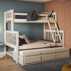 Treliche com Cama de Casal com 3 Gavetas Madeira Maciça