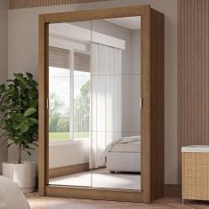 Guarda-Roupa Solteiro 2 Portas de Correr com Espelhos 4 Gavetas Rustic Vivare Plus Madesa