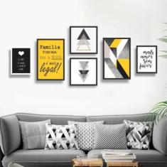Conjunto Kit 6 Quadros Decorativos Família É Tudo Igual - Real Decora
