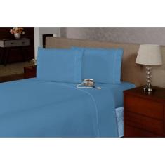 Lençol Super King de Cima c/ Vira e Ponto Palito Percal Flex 400 Fios 