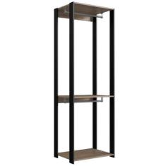 Guarda Roupa Closet 02 Cabideiros 183X60cm Preto Montana PRODDY - Mila