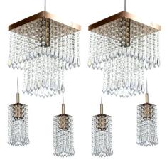 Kit 2 Pendentes Marrycrillic + 4 Pendentes Clearcrilic Cobre - NoBrand