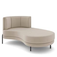 Sofá Chaise Longue Living Lucca Direito D02 Veludo Bege C-309