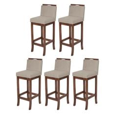 Kit 5 Banquetas Média para Bancada Gourmet Turim Madeira Capuccino Sue