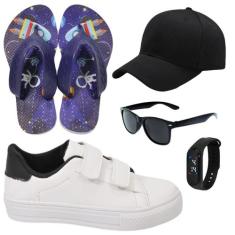 Tênis Infantil Masculino Escolar Casual Menino Novo +Chinelo+Óculos+Re