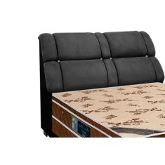 Painel de Cama Box Estofada Queen Imperador Suede Cinza/Preto - Simbal