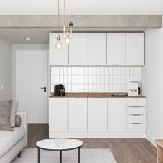 Cozinha Modulada 4 Peças Com Tampo 2 Aéreos 5 Portas E 2 Balcões Ipanema Branco