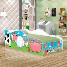 Mini Cama Like Bichinhos Na Fazenda Infantil Com Colchão