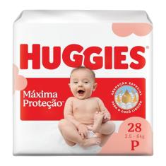 Fralda Descartável Huggies Máxima Proteção Tamanho P 28 unidades – Nova Supreme Care fralda aberta com absorção especial para cocô líquido e indicador de troca. (embalagem pode variar)