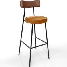 Banqueta Alta Bar Cozinha Sala De Jantar Milão L02 Couríssimo Marrom Whisky - Lyam Decor