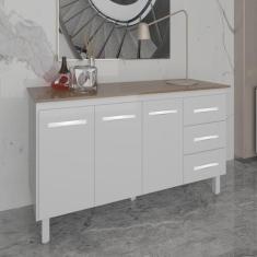 Armário Deise Cozinha Gabinete de Pia 150 cm Branco e Tampo Tampão 150