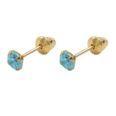 Brinco de Ouro 18k Zircônia de 3mm Infantil, bebê, recém nascido ou 2 