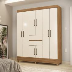 Guarda Roupa Casal Guarda Roupa Casal 8 Portas Terni 2 Gavetas MDP Amêndola-Off-White Casa H