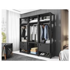 Guarda Roupa Modulado Titan 1 Porta 2 Gavetas MDP Preto Móveis Leão