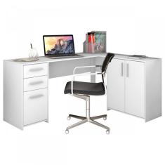 Escrivaninha Mesa Escritório em L Office Nt 2005 2 Gavetas 3 Portas 15