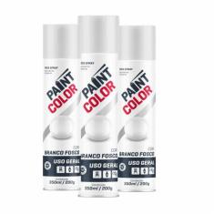 Tinta Spray Paintcolor Uso Geral Branco Fosco 350ml - 3 Peças - Baston