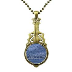 DIYthinker Colar têxtil com forro de caubói jeans e pingente de música de guitarra antiga