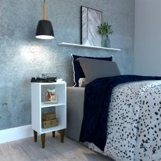 Mesa de Cabeceira com Prateleira Jorah Branca